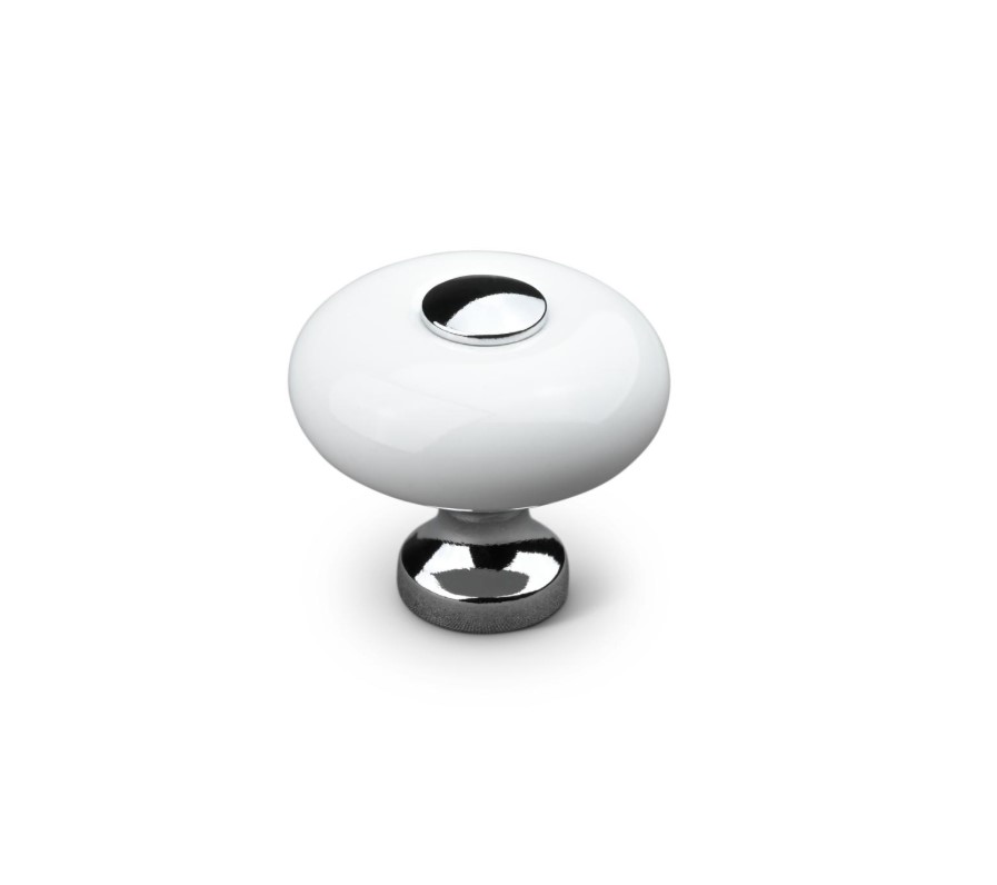 Knopp Tods 30mm Porslin/Krom