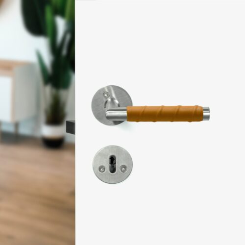 Dörrhandtag Kastrup Ljust Läder/Rostfritt - Bild 2