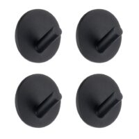 självhäftande 4-pack svart enkelkrok