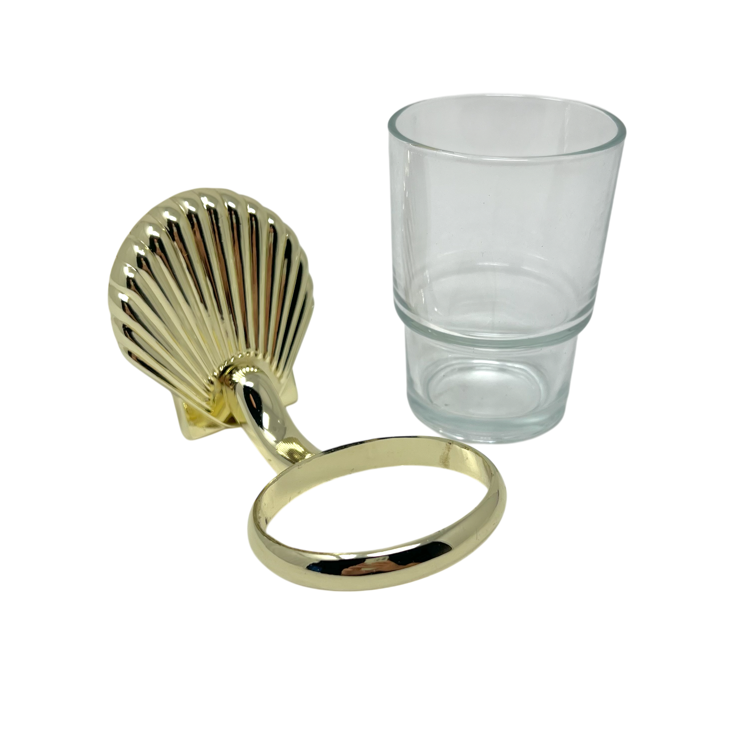 Tandbortsthållare "Snäcka" i glas och förmässingat