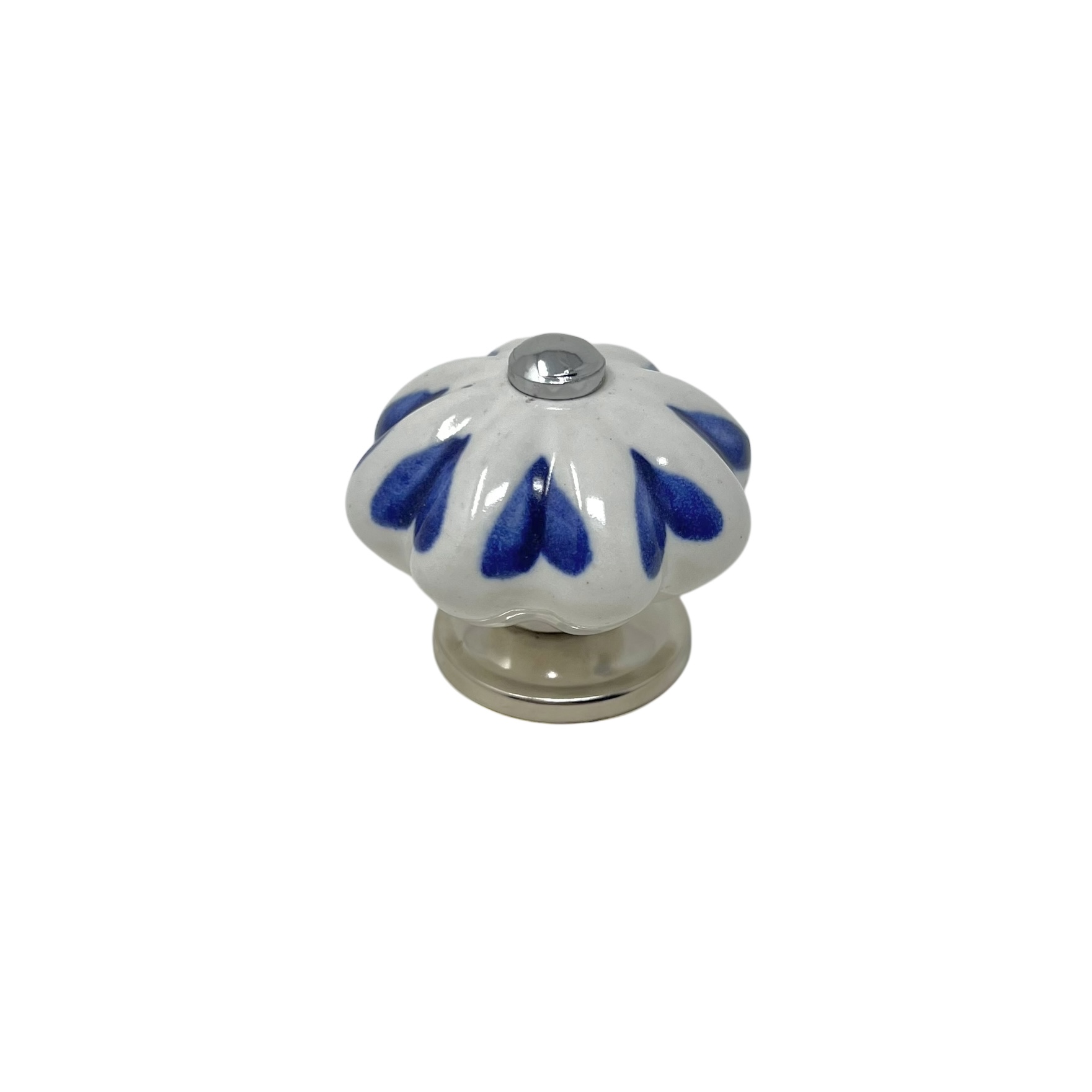 Knopp 46 mm BLOMFORMAD Vit/Blå/Krom