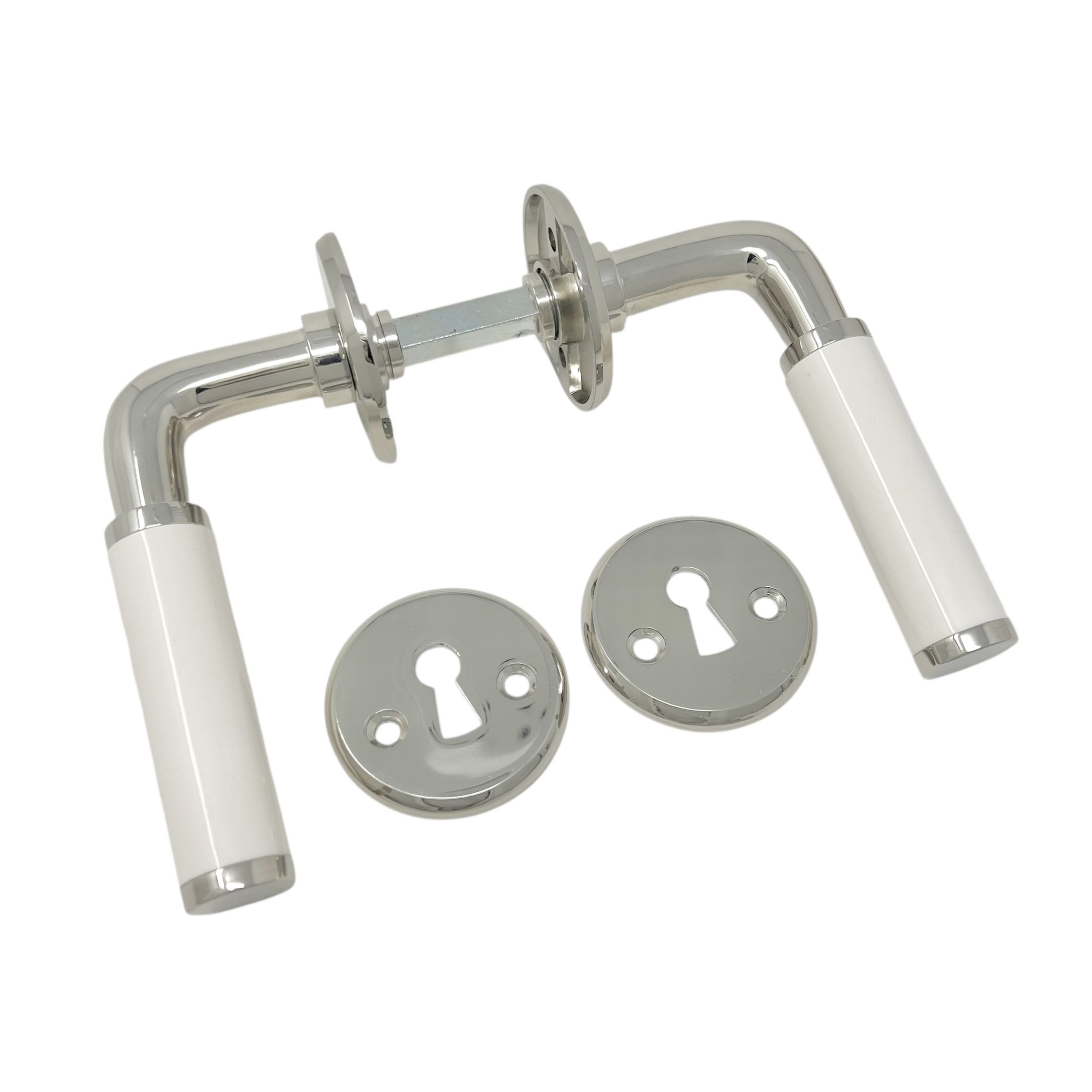 Dörrhandtag 383 Nickel/Elfenbensvit