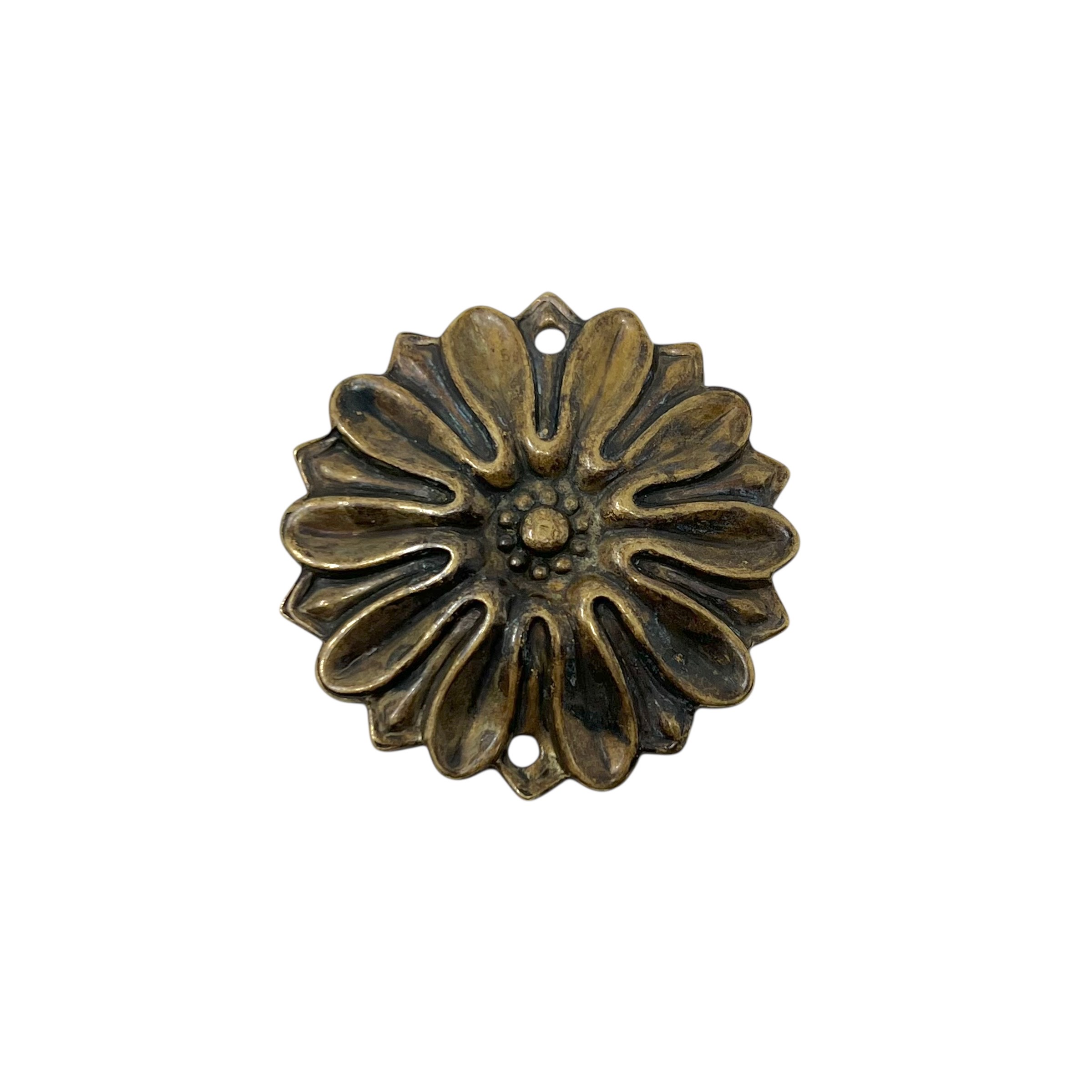 Dekorbricka Blomma 43mm Antikbehandlad